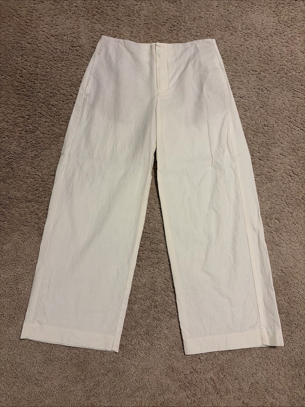 Womens Gap White Linen Blend Cropped Ankle Pants Size 6 High Rise